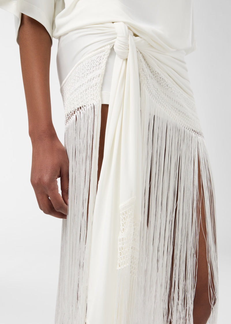 Fringe mini dress white