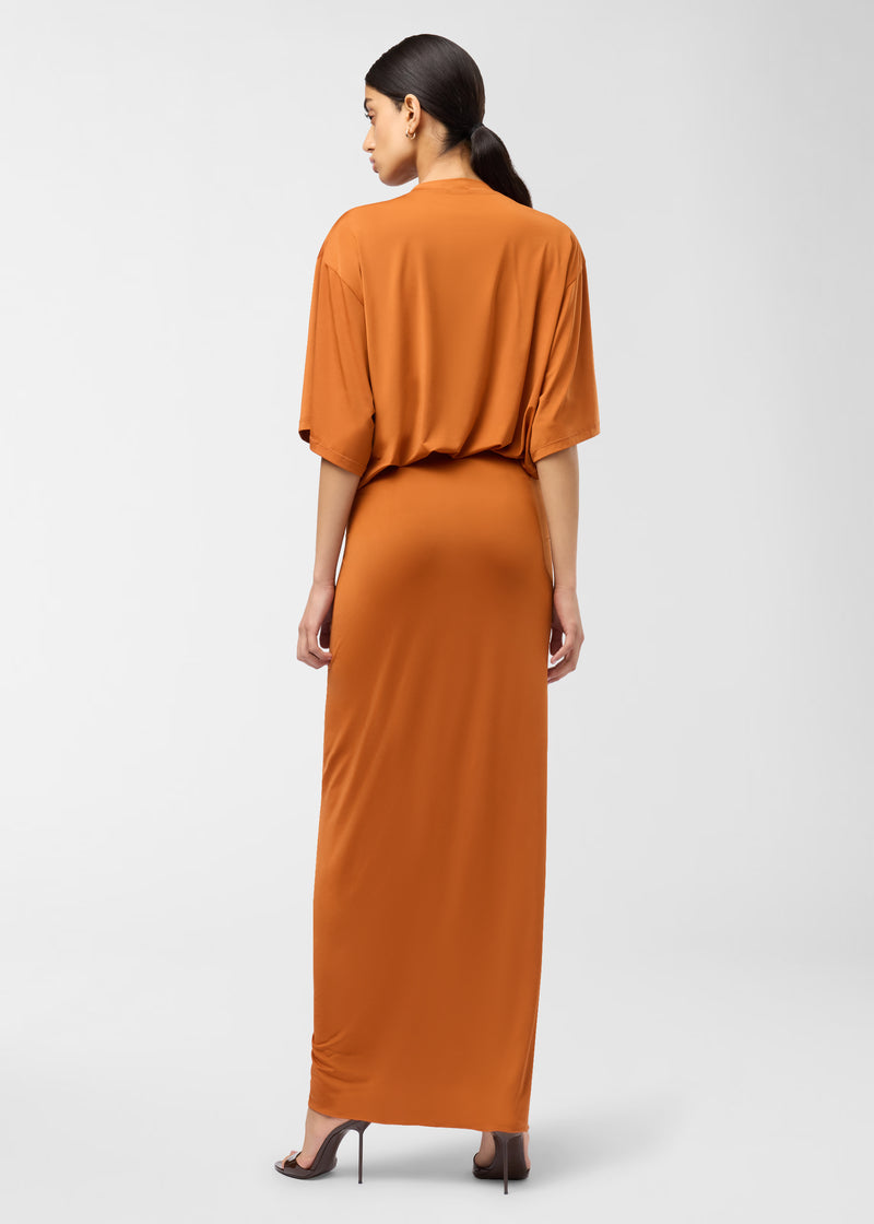 orange jersey maxi dress TOTEME - Knife-pleated jersey dress terracotta - XL