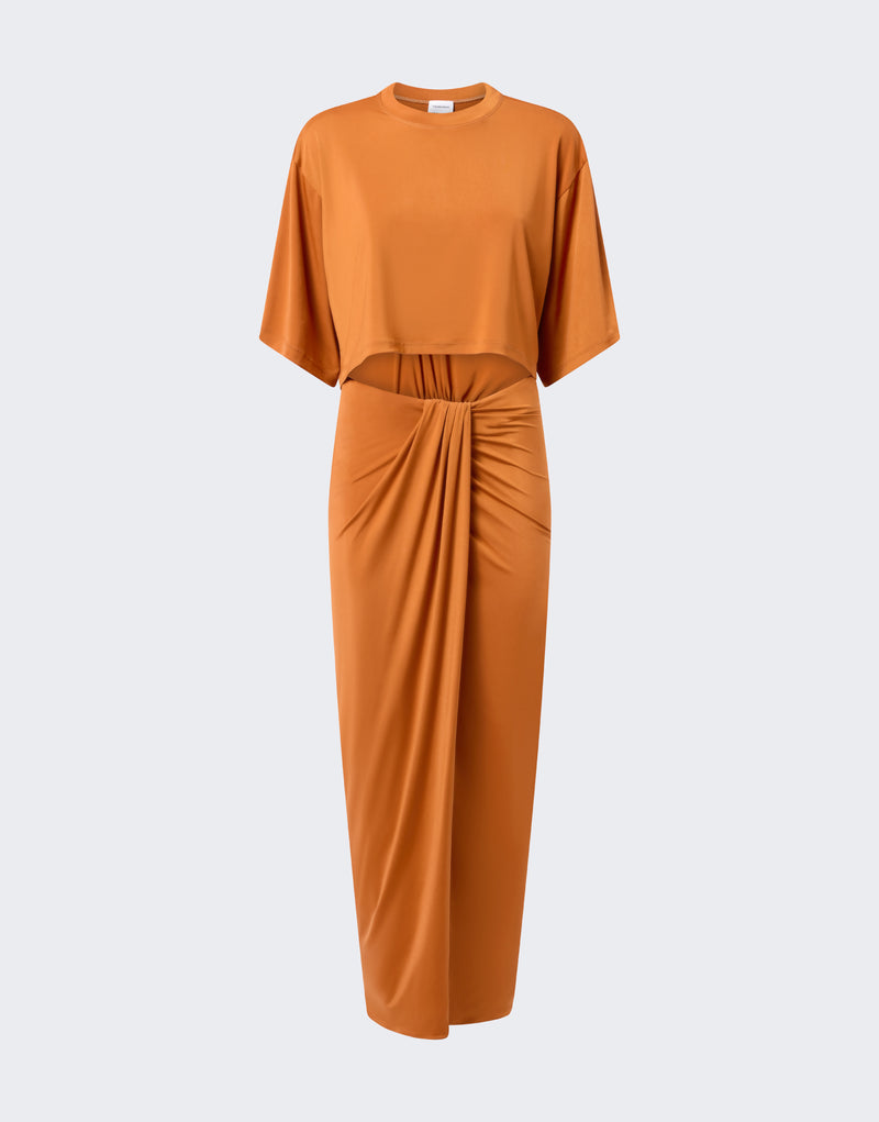 pale orange maxi dress Light Orange Maxi Dress with Cut Out