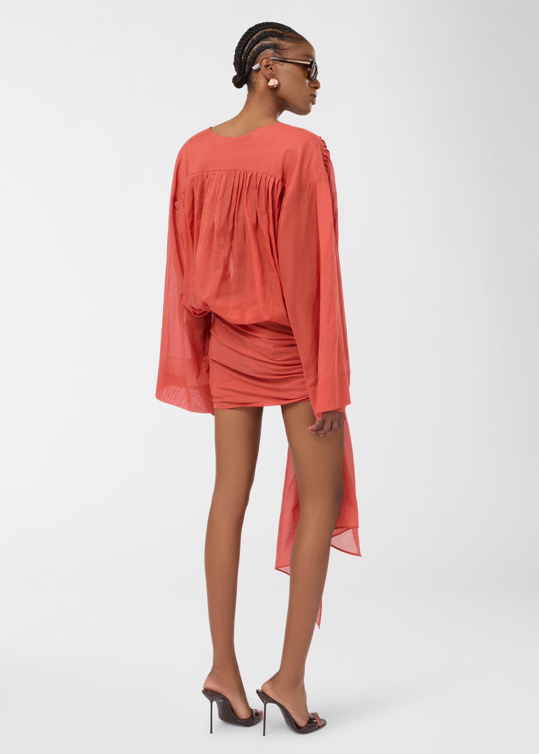 Lace Up Wrap Mini Dress Tangerine | The Andamane