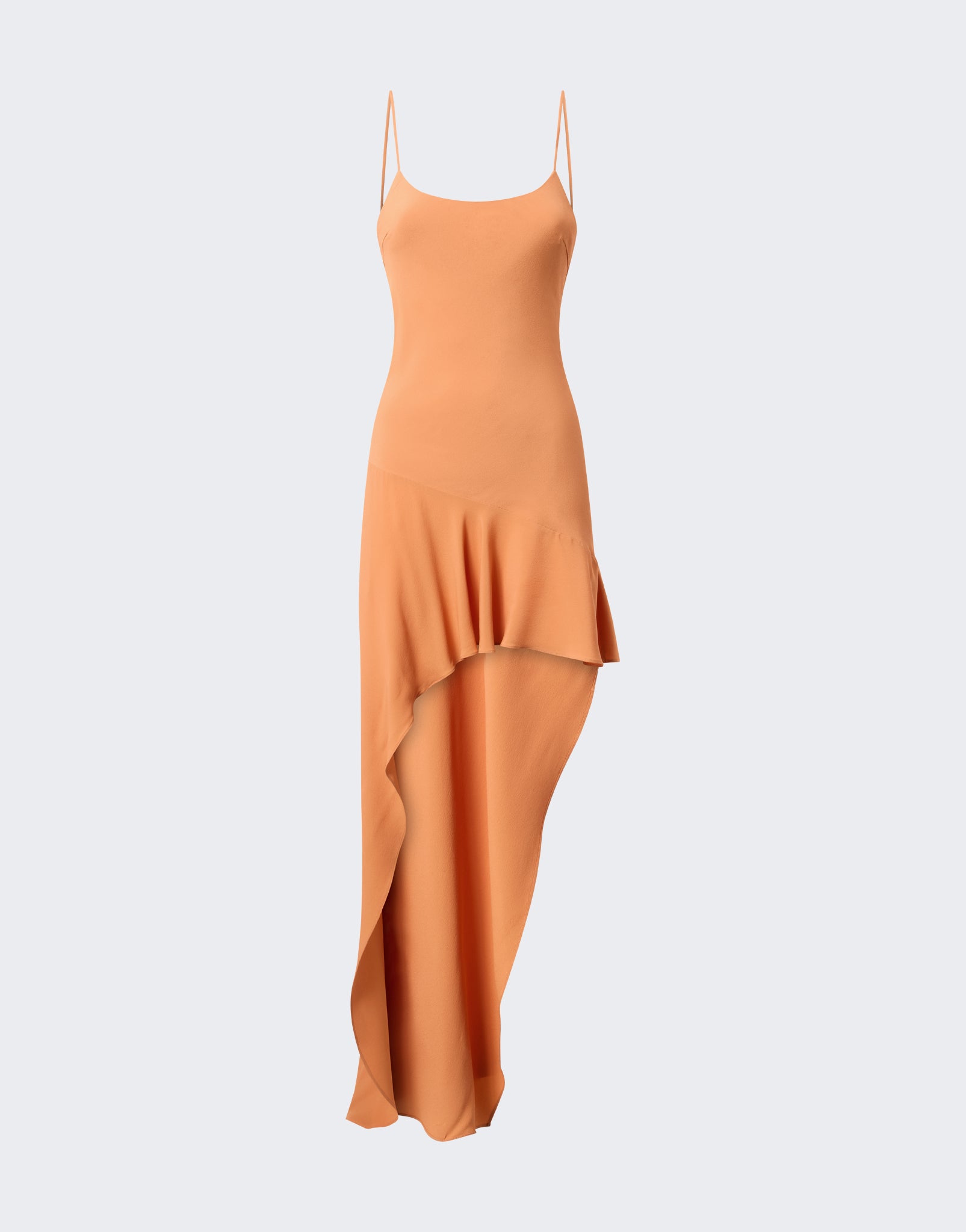 Asymmetrical lace up maxi dress tangerine | The Andamane