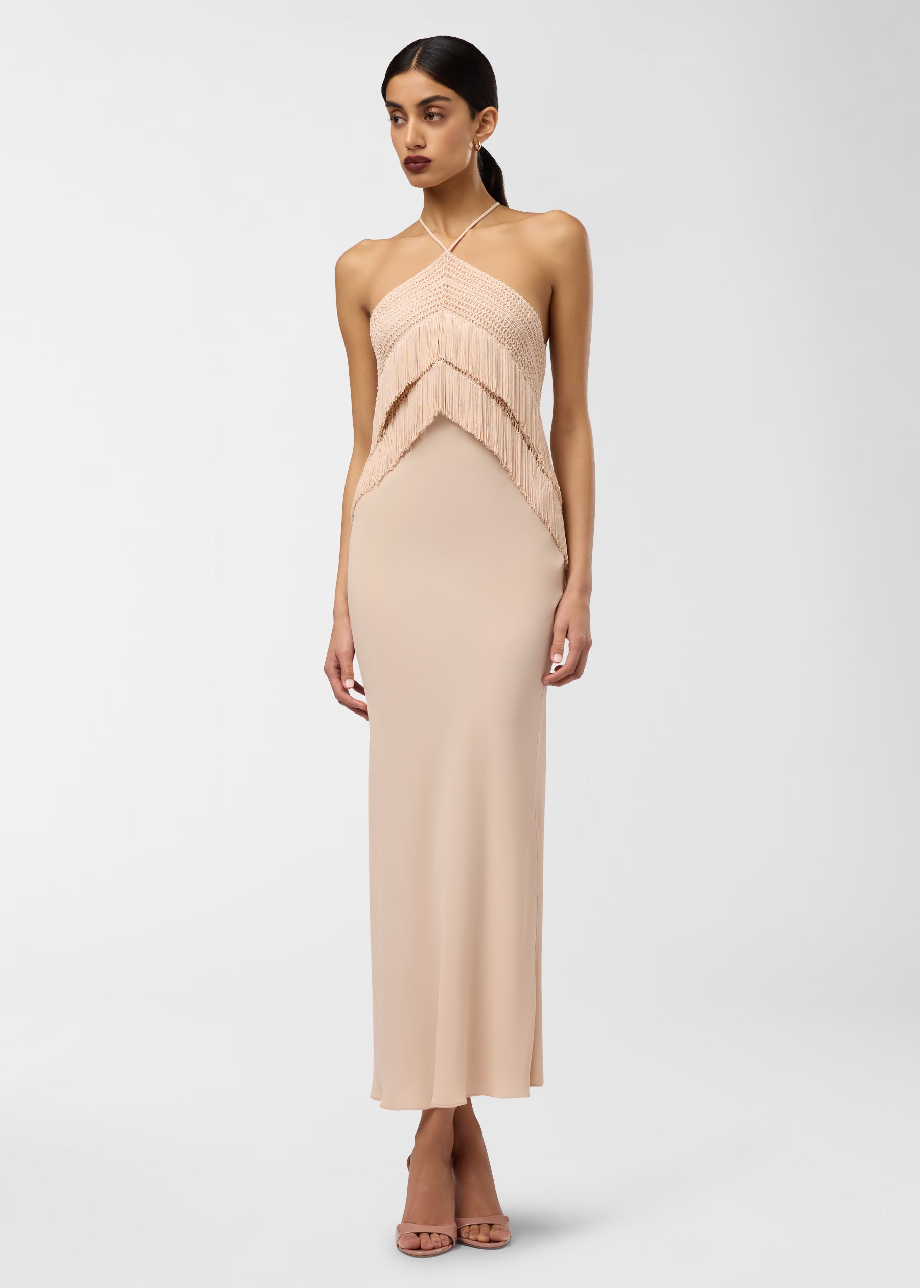 Fringed midi dress peach | The Andamane Fringed midi dress peach | The Andamane