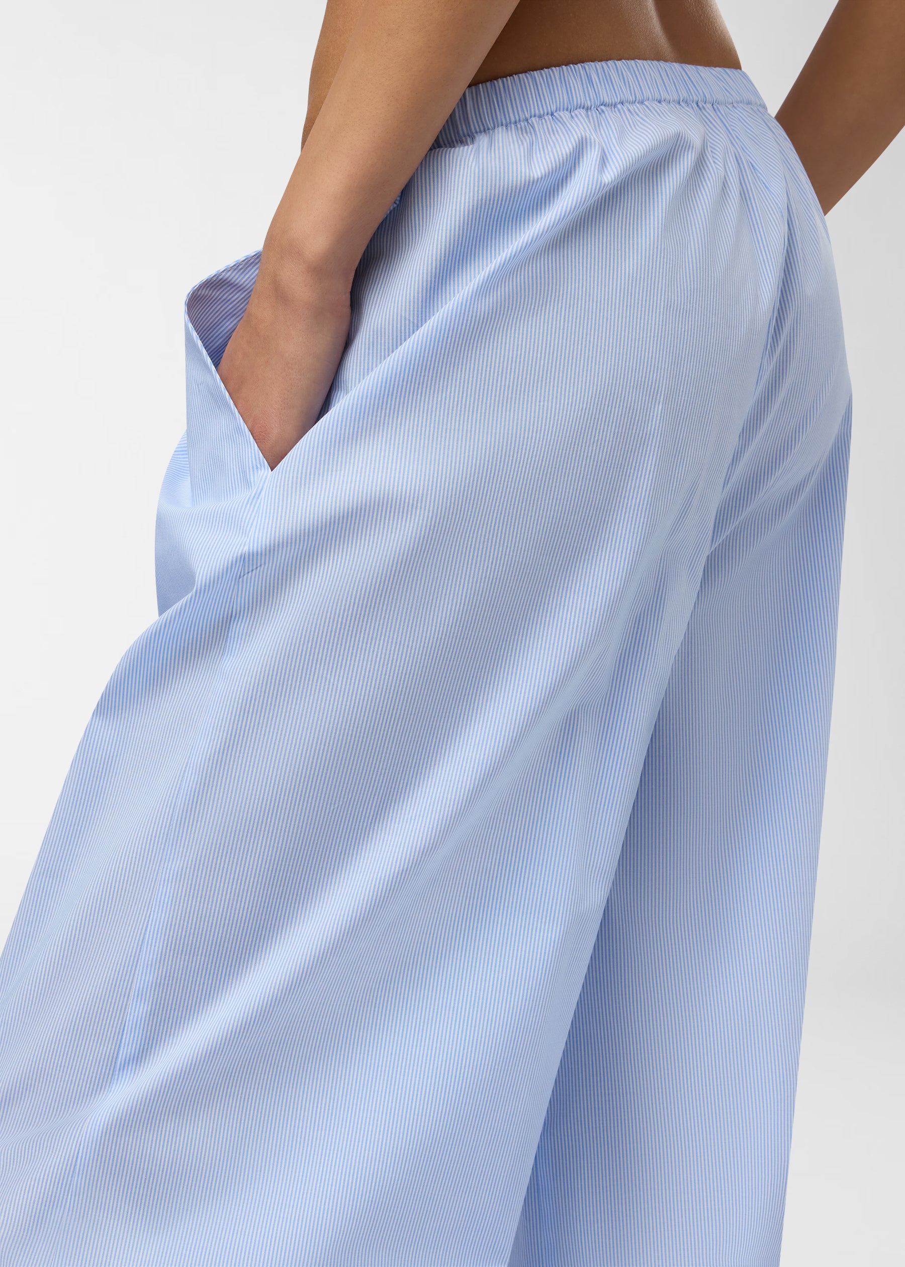 Cotton striped wide leg pants light blue | The Andamane